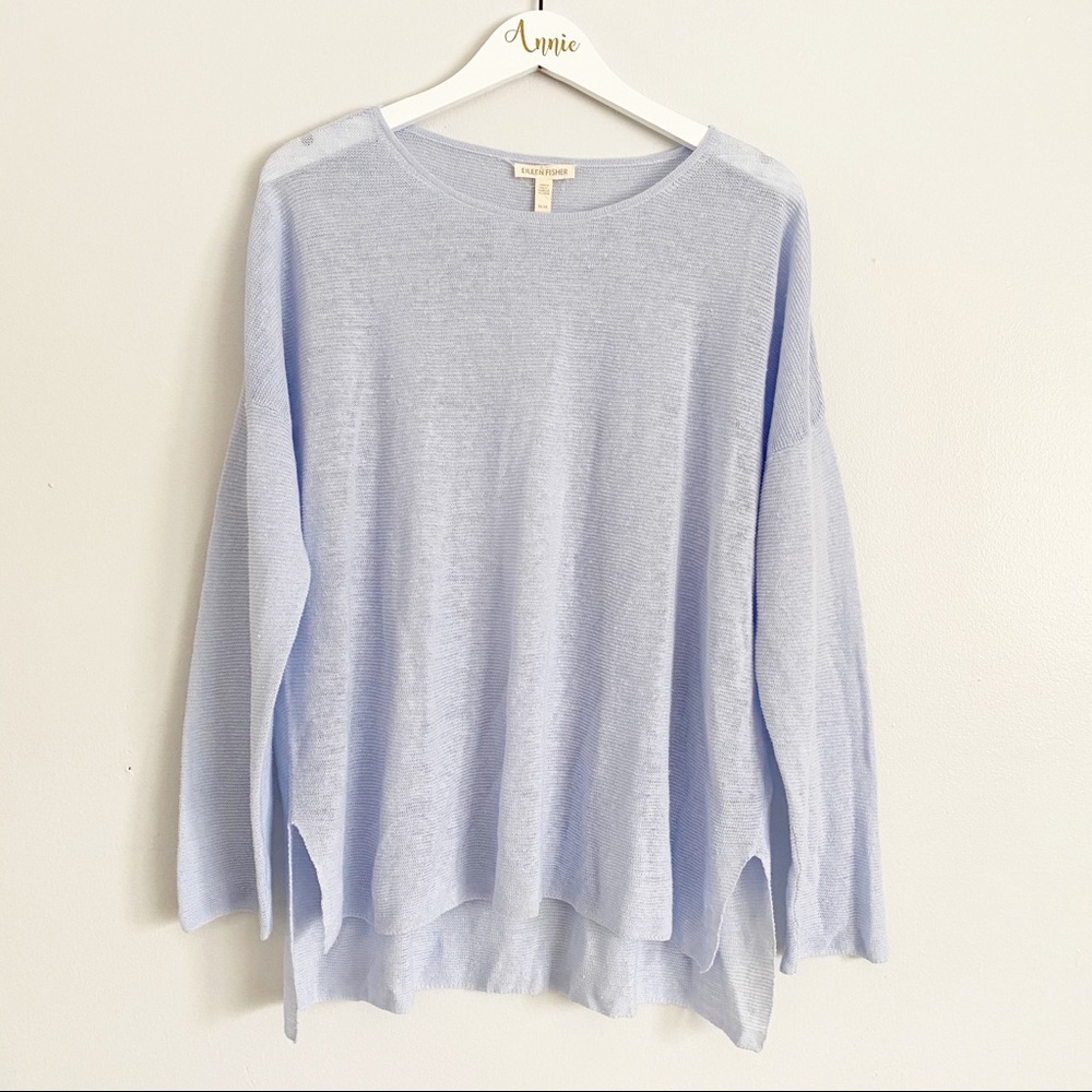 Eileen Fisher Organic Linen Knit Bateau Sweater MD